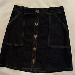 Denim Button-Front Skirt
